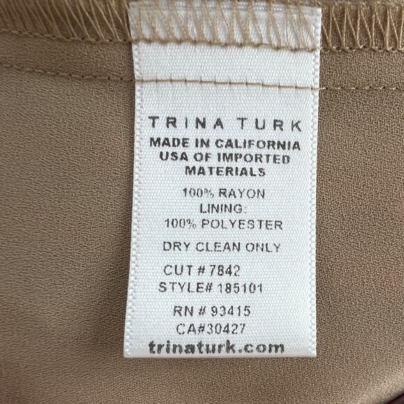 TRINA TURK Los Angeles Blouse Multi Stripe Printed Rayon Rib V-Neck Size S Small - Picture 8 of 9